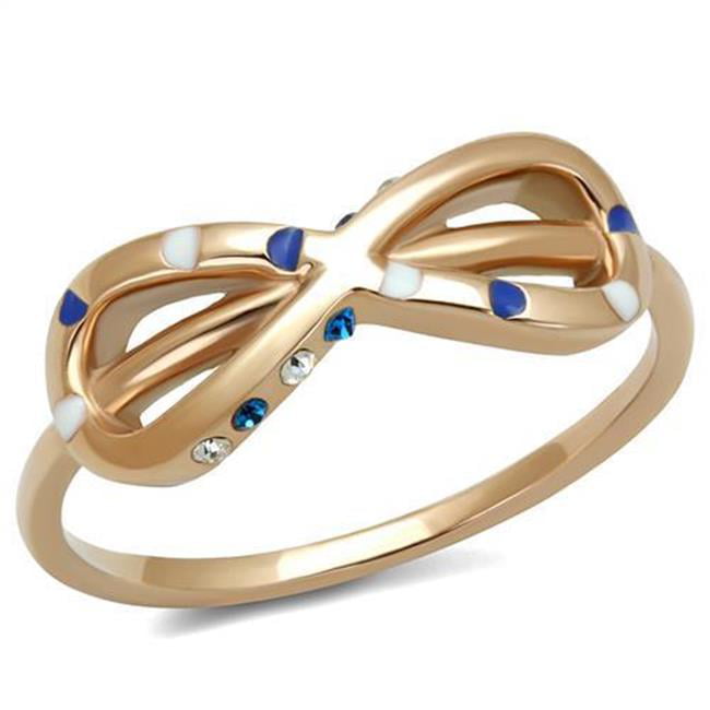 TK2966-6 Women IP Rose Gold Stainless Steel Ring with Top Grade Crystal in Sapphire - Size 6