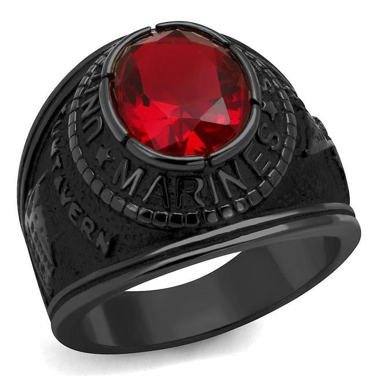 Men IP Black Stainless Steel Ring with Synthetic in K2 - Size 13