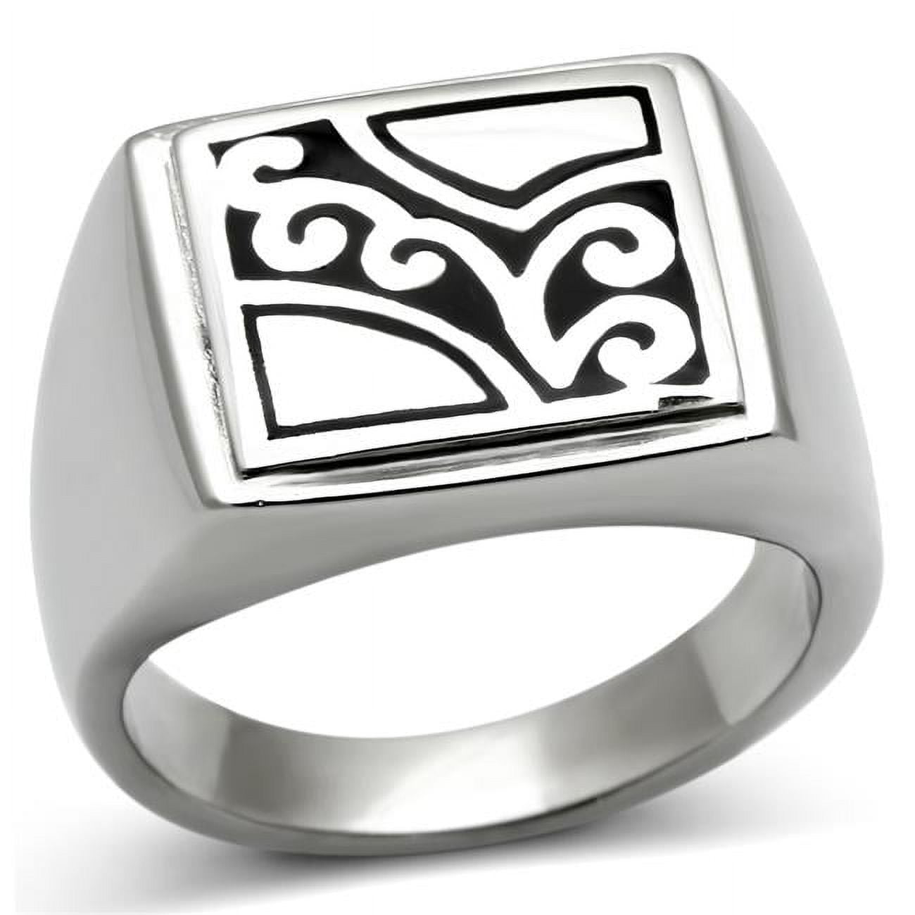 TK482-9 Men High Polished Stainless Steel Ring with No Stone in No Stone - Size 9