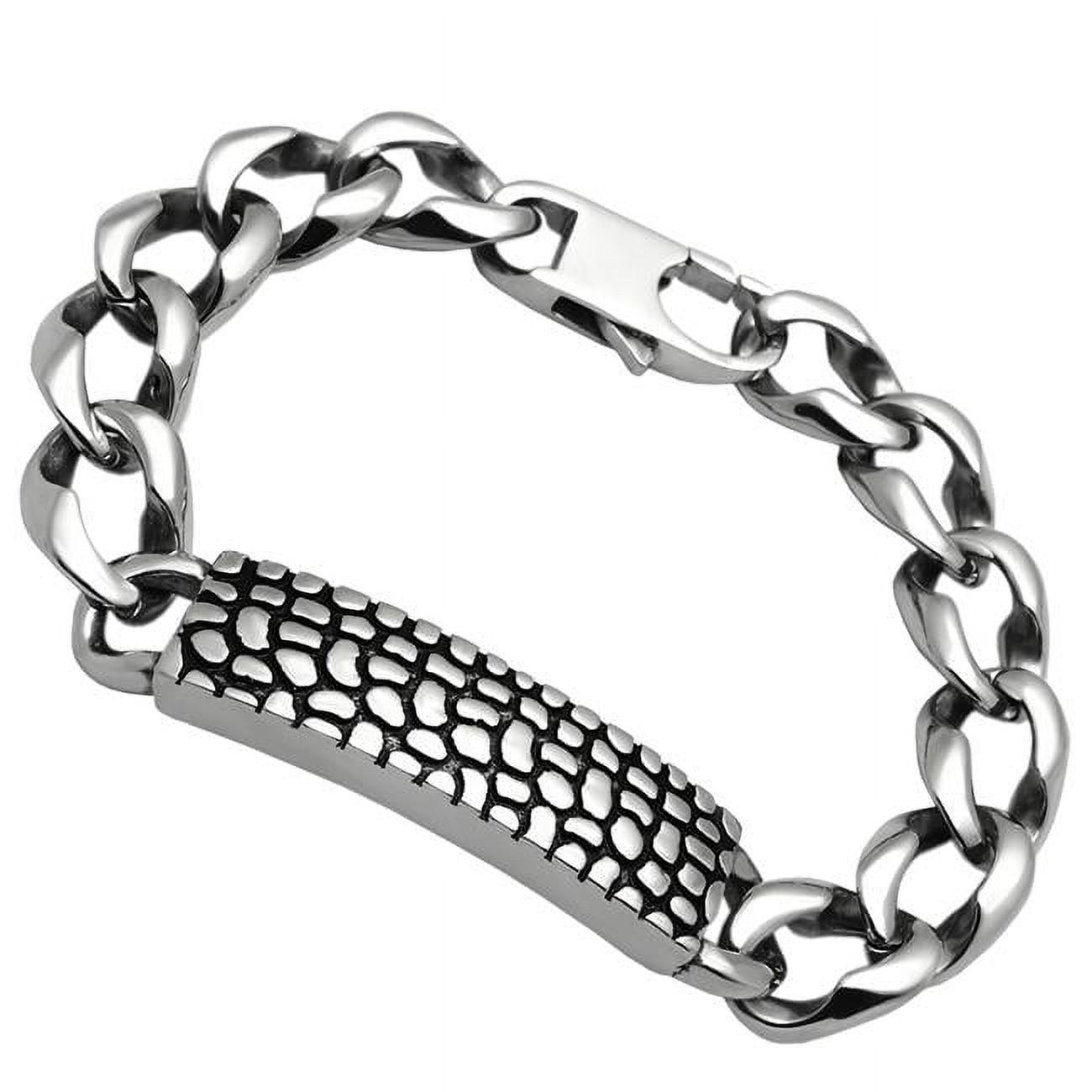 TK566-8 Men High Polished Stainless Steel Bracelet with No Stone in No Stone - 8 in.