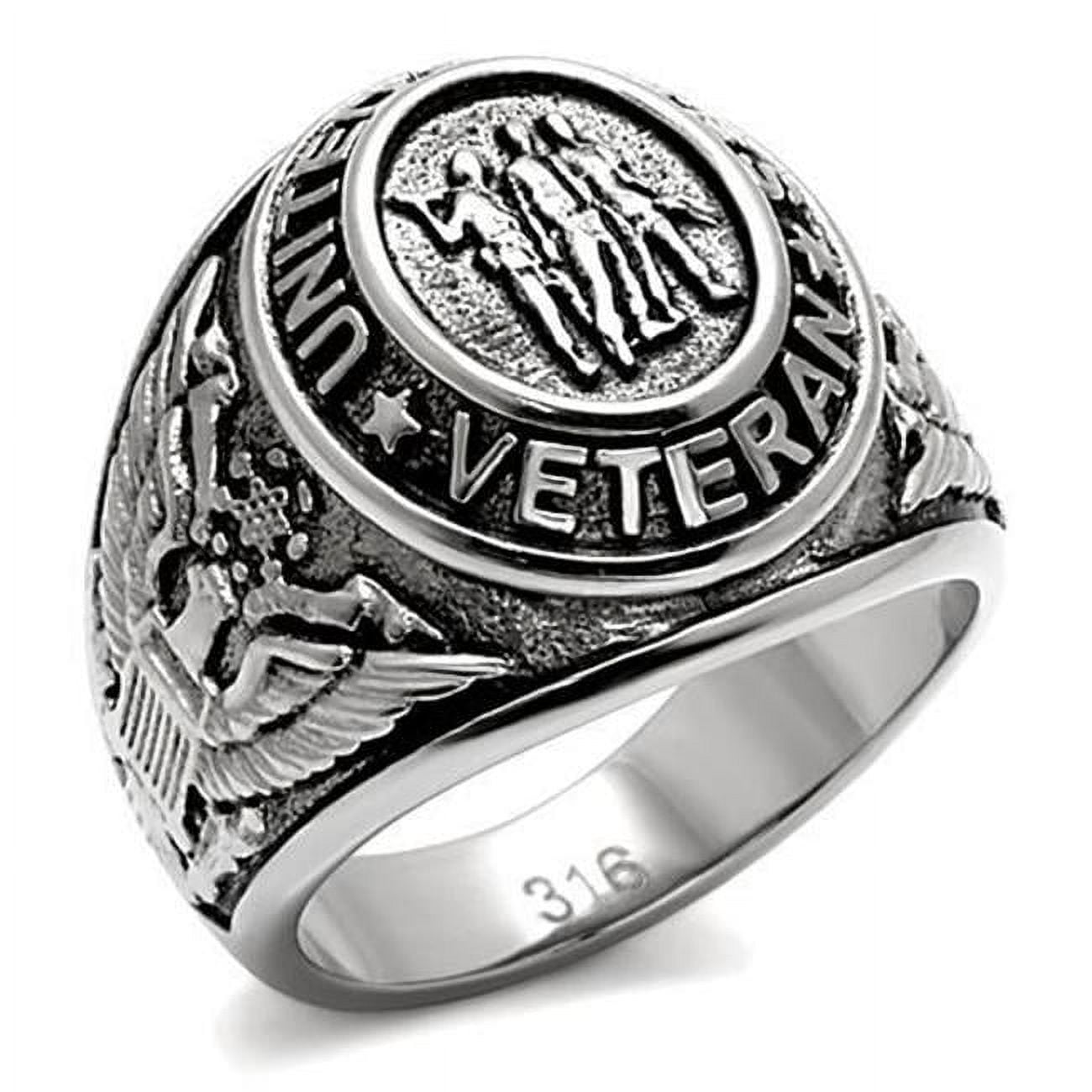 Men High Polished Stainless Steel Ring with Epoxy in Jet - Size 12