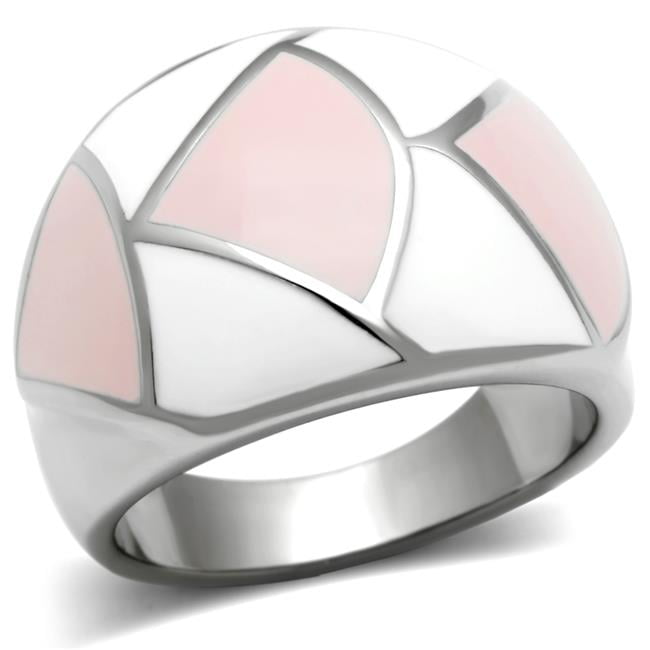 Women High Polished Stainless Steel Ring with Epoxy in Multi Color - Size 6