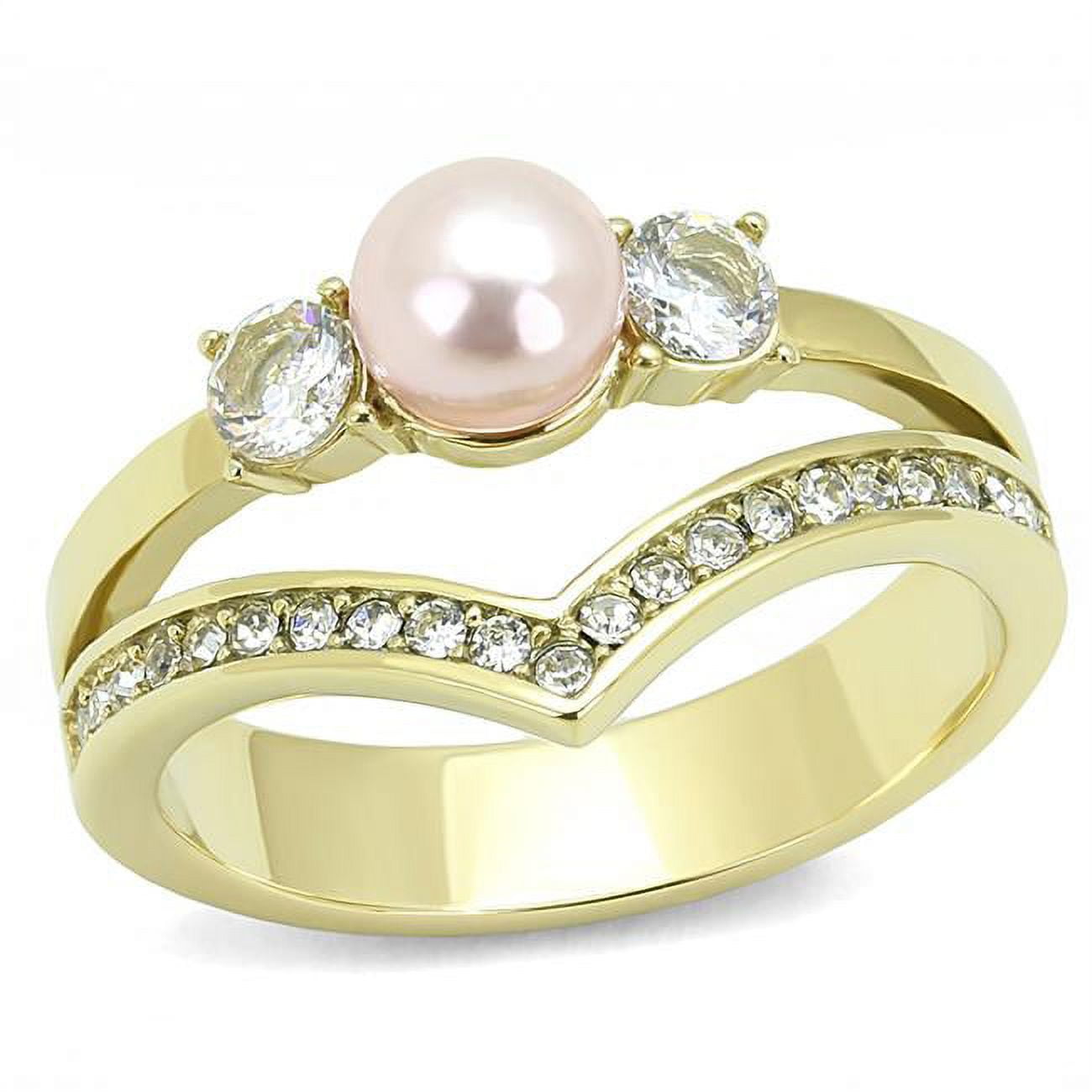 TK3126-10 Women IP Gold Stainless Steel Ring with Synthetic in Rose - Size 10