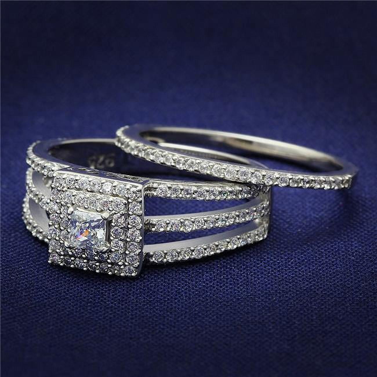 Women Rhodium 925 Sterling Silver Ring with AAA Grade CZ in Clear - Size 7
