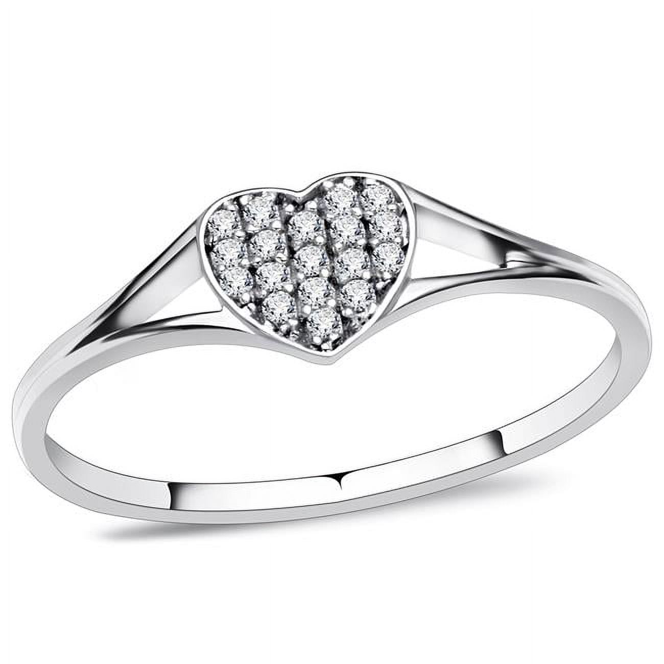 Women Rhodium 925 Sterling Silver Ring with AAA Grade CZ in Clear - Size 6