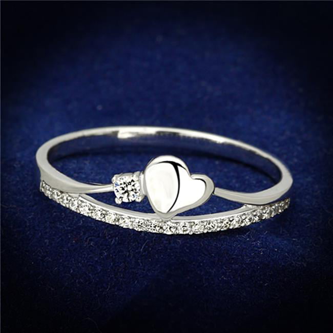 Women Rhodium 925 Sterling Silver Ring with AAA Grade CZ in Clear - Size 5