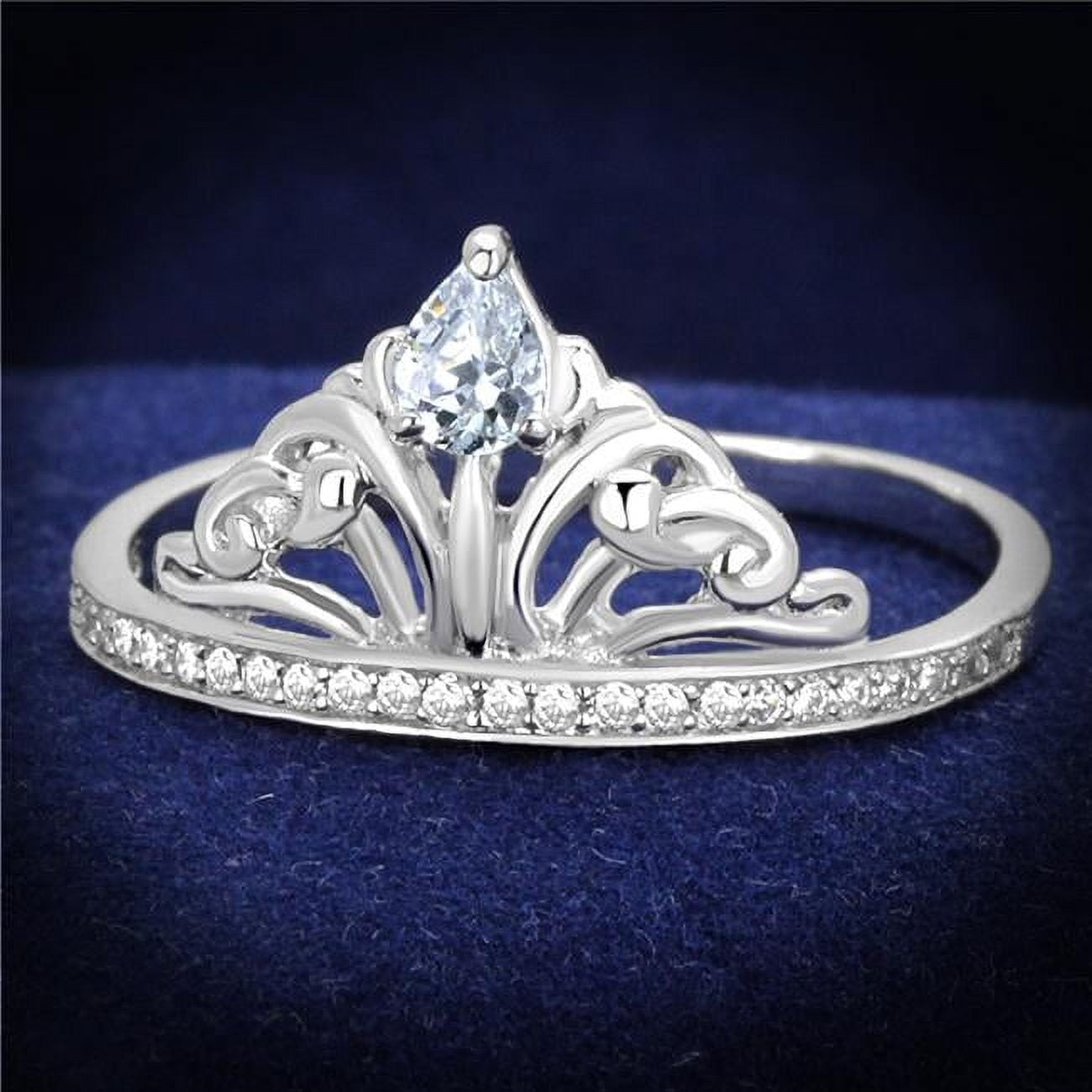 Women Rhodium 925 Sterling Silver Ring with AAA Grade CZ in Clear - Size 7
