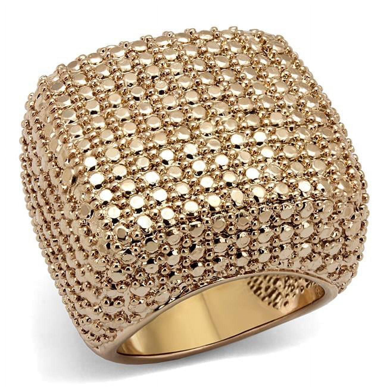 Women IP Rose Gold Brass Ring with AAA Grade CZ in Metallic Light Gold - Size 10