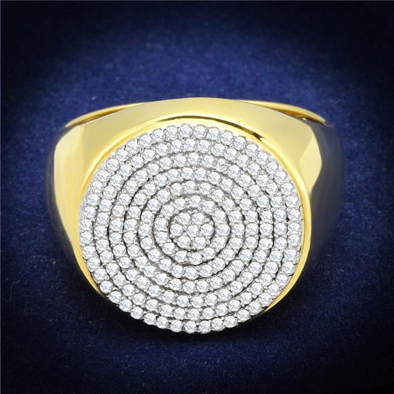 Men Gold & Rhodium 925 Sterling Silver Ring with AAA Grade CZ in Clear - Size 10