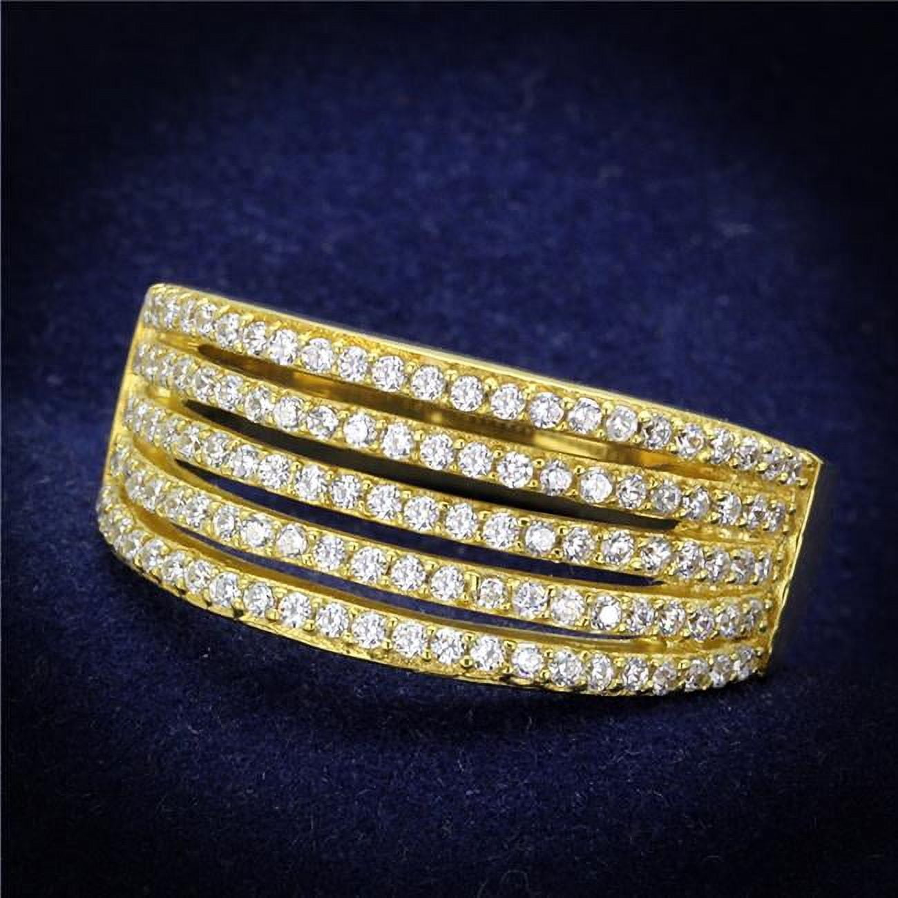 Women Gold 925 Sterling Silver Ring with AAA Grade CZ in Clear - Size 8