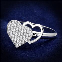 Women Rhodium 925 Sterling Silver Ring with AAA Grade CZ in Clear - Size 6