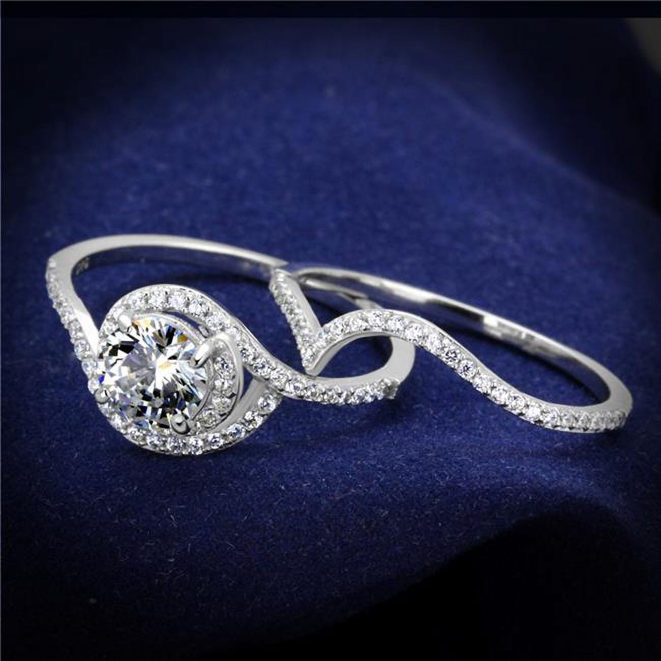 Women Rhodium 925 Sterling Silver Ring with AAA Grade CZ in Clear - Size 6