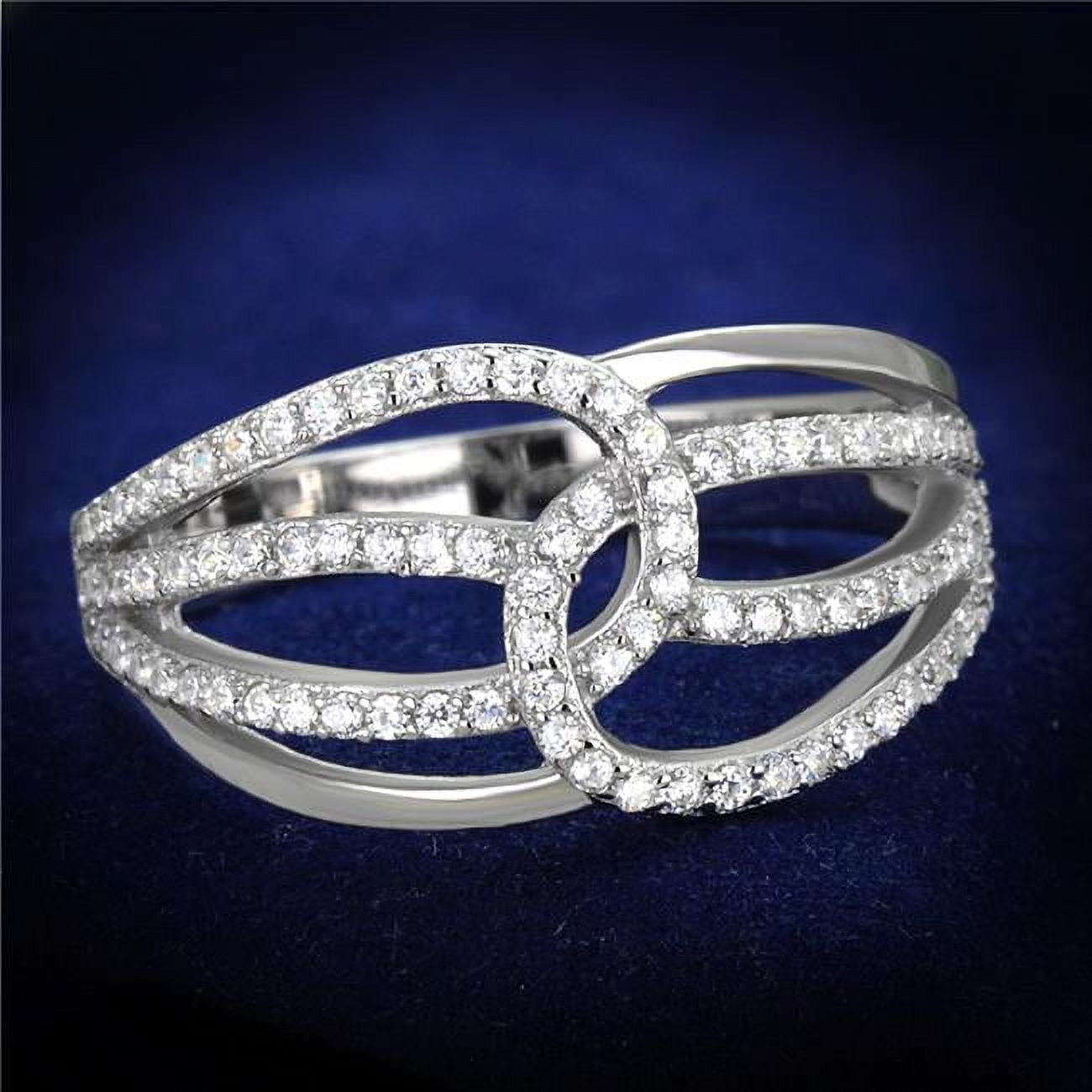 TS363-7 Women Rhodium 925 Sterling Silver Ring with AAA Grade CZ in Clear - Size 7