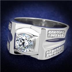 Picture of Alamode TS385-11 Men Rhodium 925 Sterling Silver Ring with AAA Grade CZ in Clear - Size 11