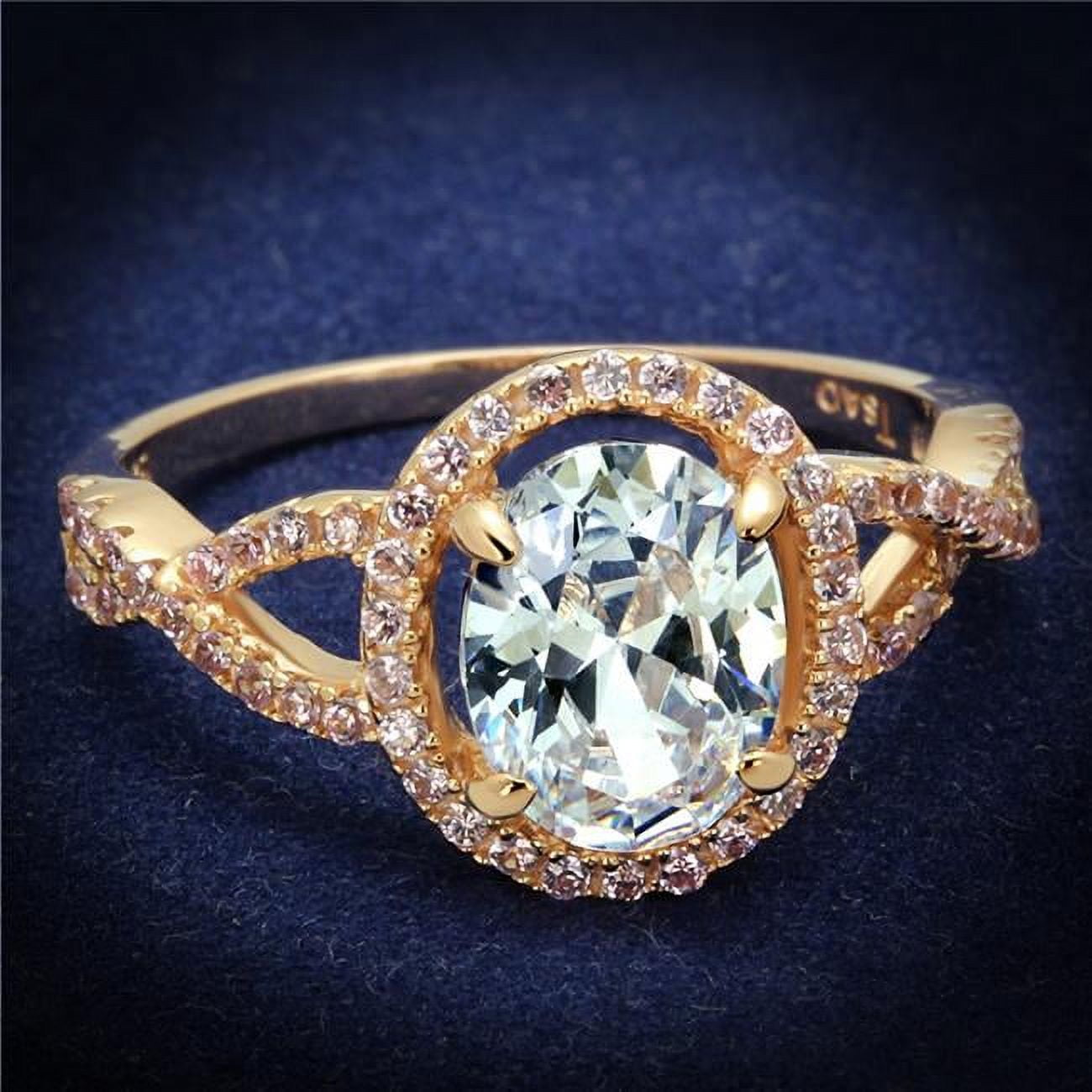 Women Rose Gold 925 Sterling Silver Ring with AAA Grade CZ in Clear - Size 8