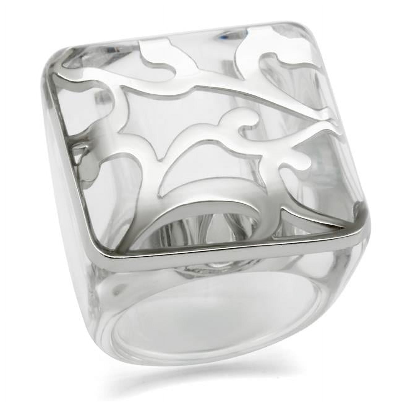 Women Rhodium Brass Ring with Synthetic in Clear - Size 7