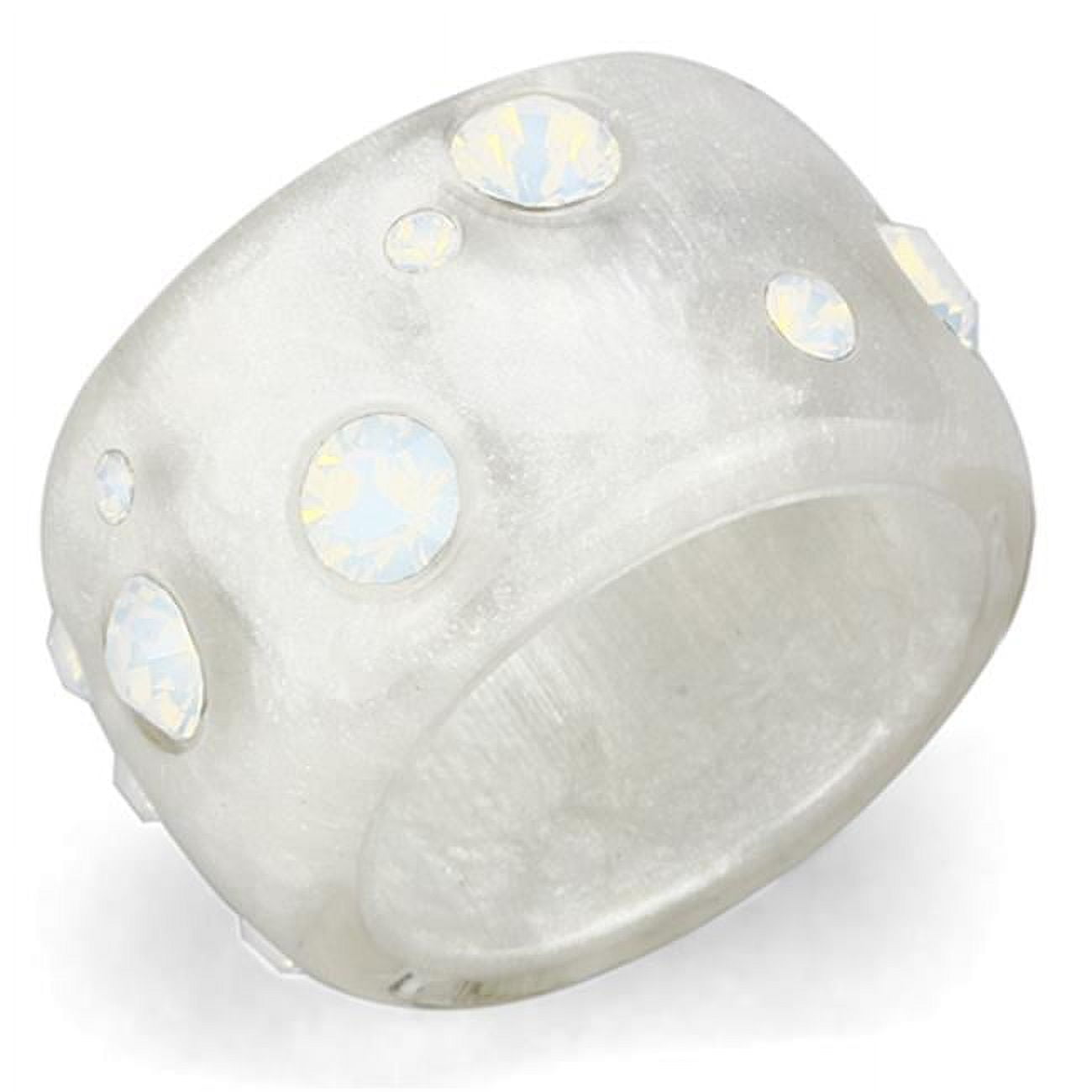 Women Resin Ring with Top Grade Crystal in Aurora Borealis Rainbow Effect - Size 6