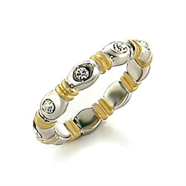 Picture of Alamode LO148-5.5 Women Matte Gold & Rhodium Brass Toe Ring with Top Grade Crystal in Clear - Size 5.5