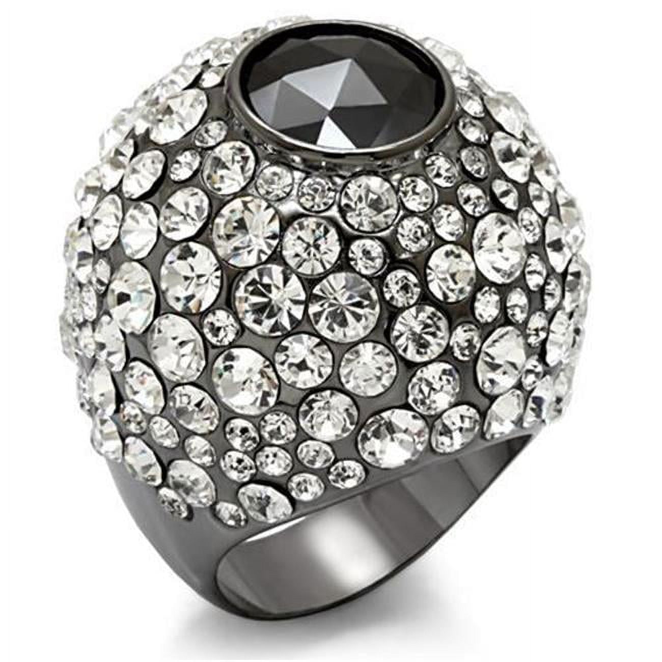 Women TIN Cobalt Black Brass Ring with AAA Grade CZ in Black Diamond - Size 6