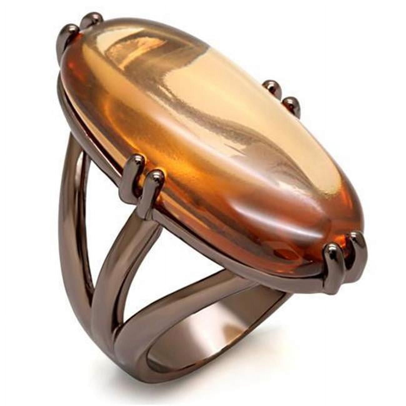 LO1648-7 Women Chocolate Gold Brass Ring with AAA Grade CZ in Champagne - Size 7