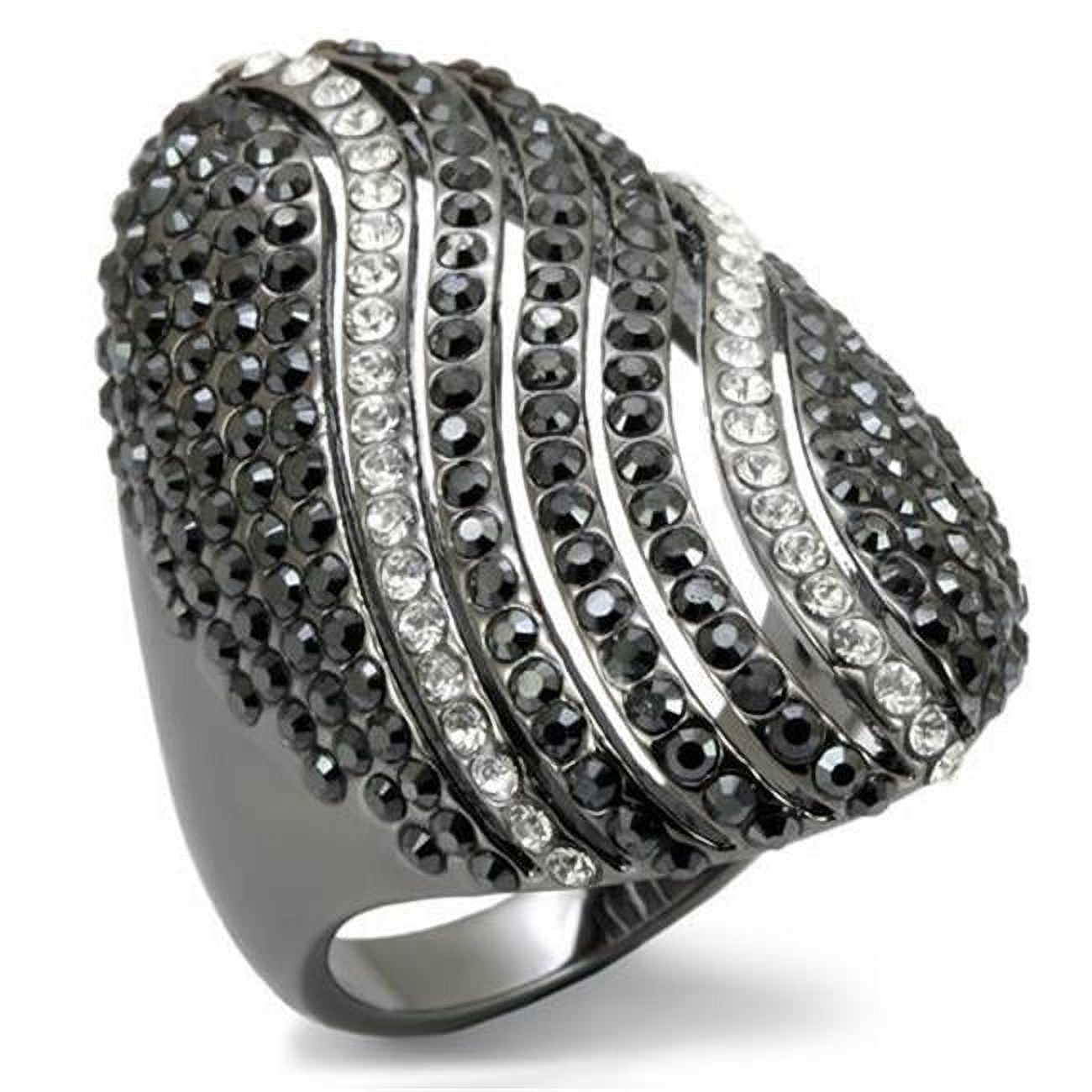 Women TIN Cobalt Black Brass Ring with Top Grade Crystal in Jet - Size 9