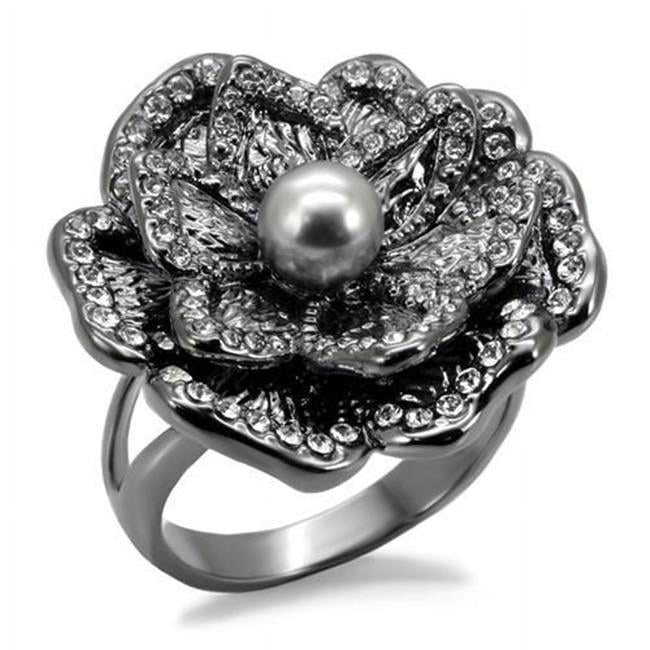 Women TIN Cobalt Black Brass Ring with Synthetic in Light Gray - Size 6