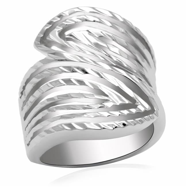 Women Rhodium Brass Ring with No Stone in No Stone - Size 7