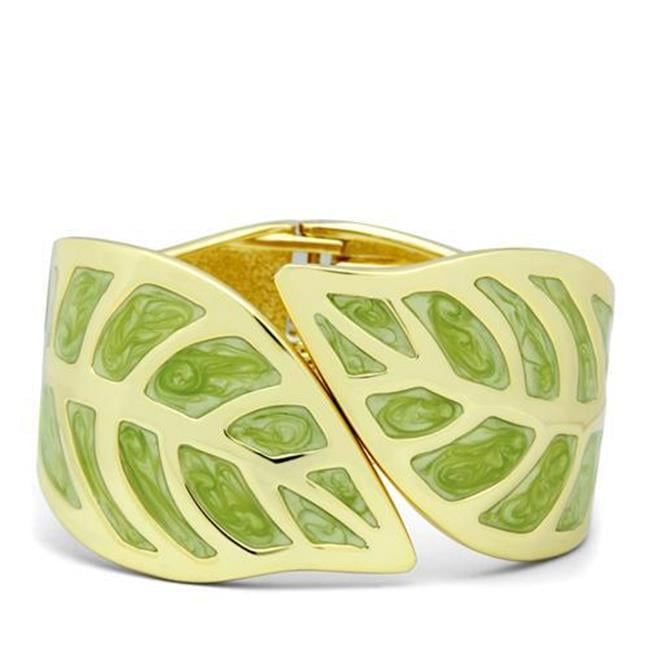 Women Flash Gold White Metal Bangle with Epoxy in No Stone - 7 in.