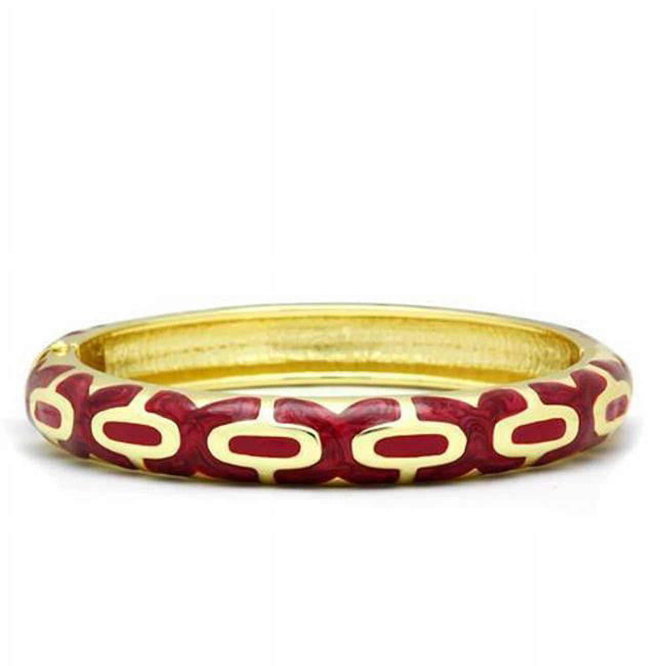 Women Flash Gold White Metal Bangle with Epoxy in No Stone - 7 in.