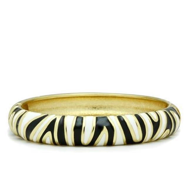 Women Flash Gold White Metal Bangle with Epoxy in No Stone - 7 in.