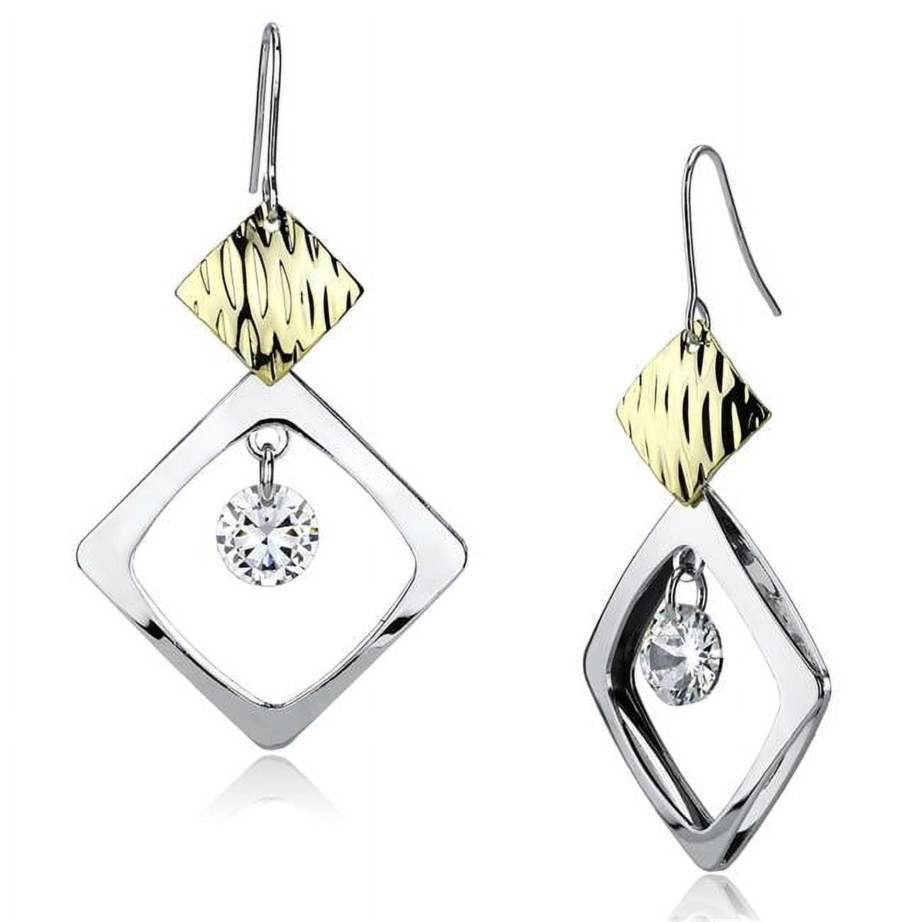 Picture of Alamode LO2670 Women Gold & Rhodium Iron Earrings with AAA Grade CZ in Clear