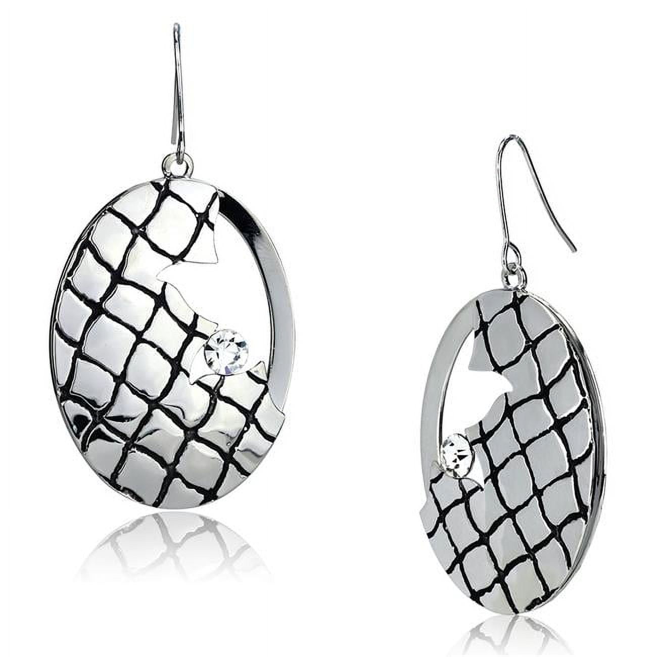 Picture of Alamode LO2690 Women Rhodium Iron Earrings with Top Grade Crystal in Clear