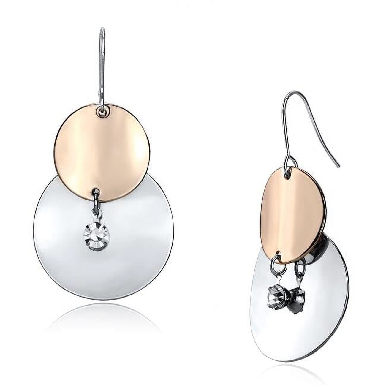 Picture of Alamode LO2697 Women Rose Gold & Rhodium Iron Earrings with Top Grade Crystal in Clear