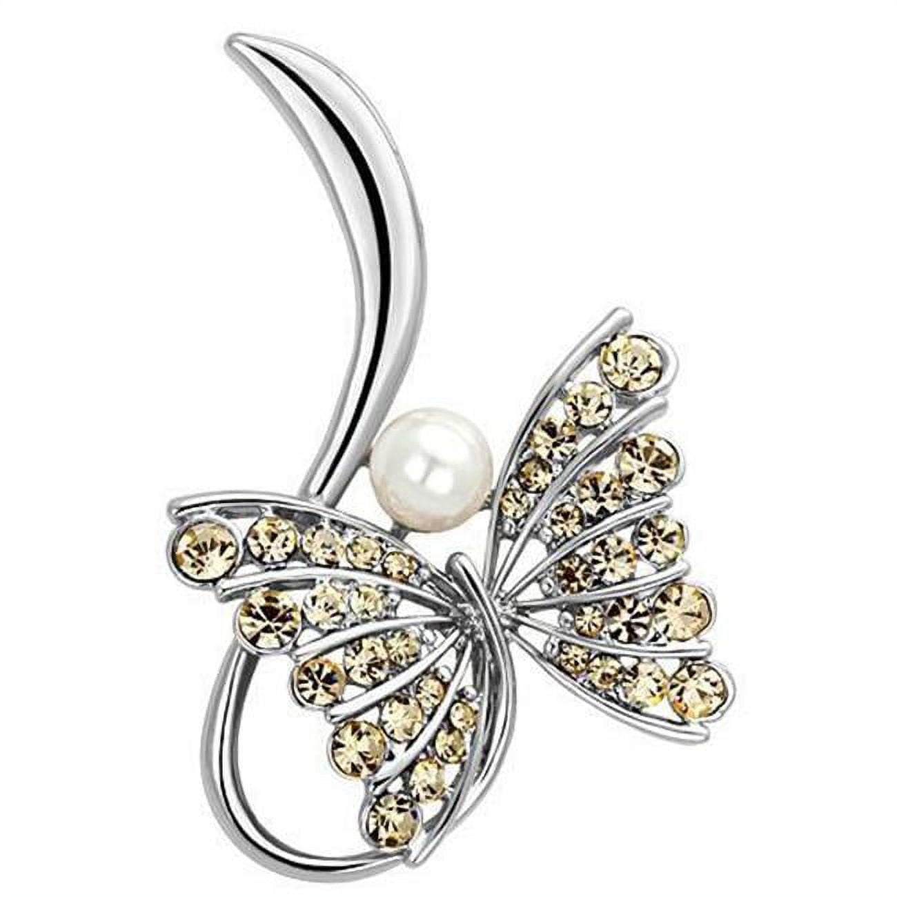 Picture of Alamode LO2765 Women Imitation Rhodium White Metal Brooches with Synthetic in White