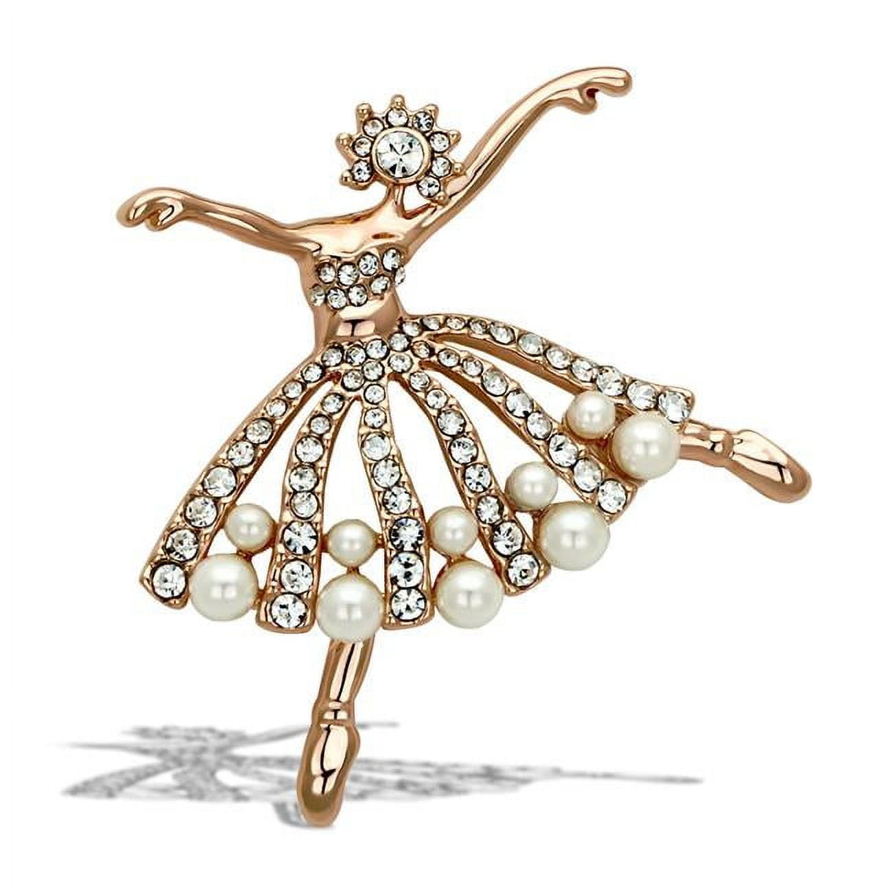 Picture of Alamode LO2802 Women Flash Rose Gold White Metal Brooches with Synthetic in White