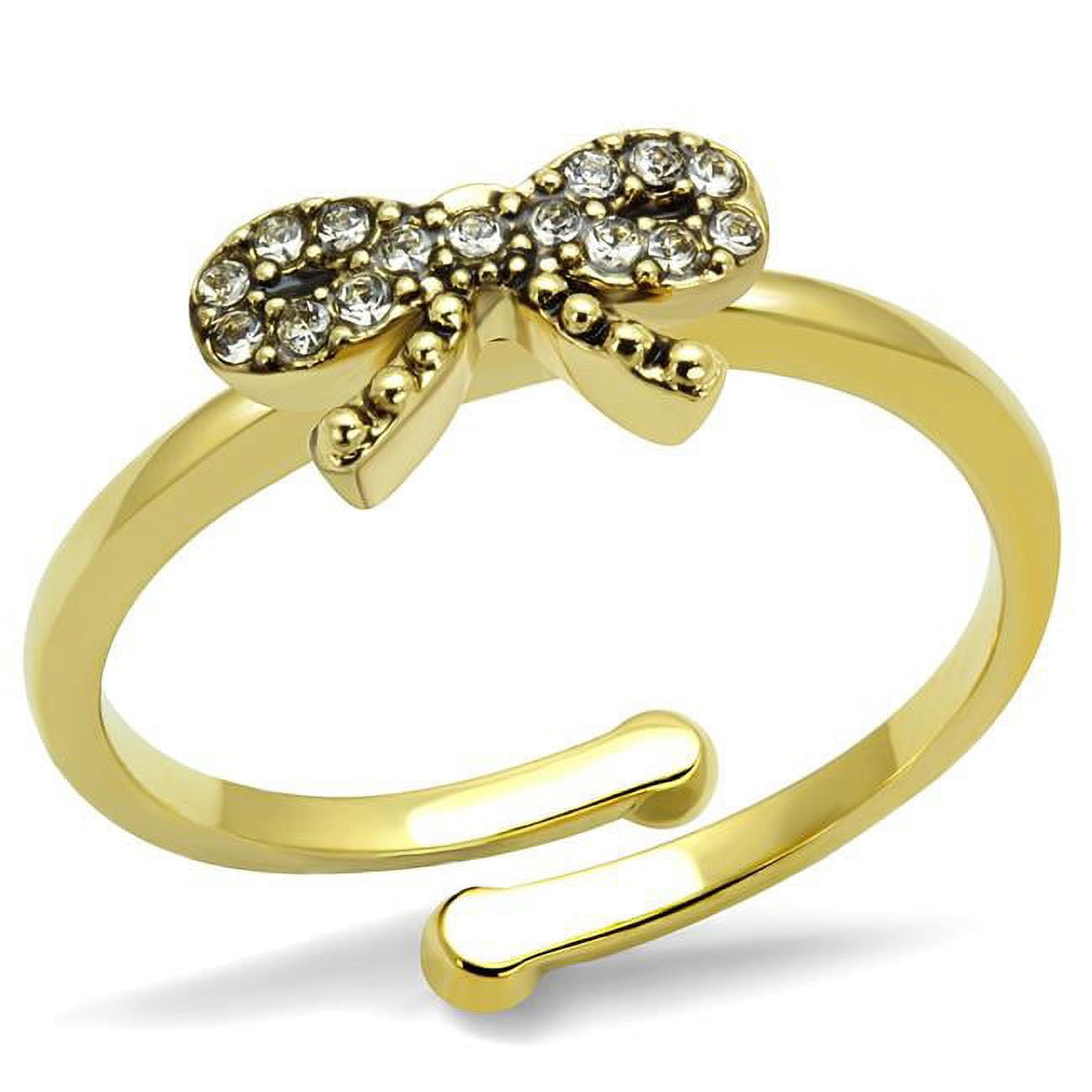 Women Flash Gold Brass Ring with Top Grade Crystal in Clear - Size 8
