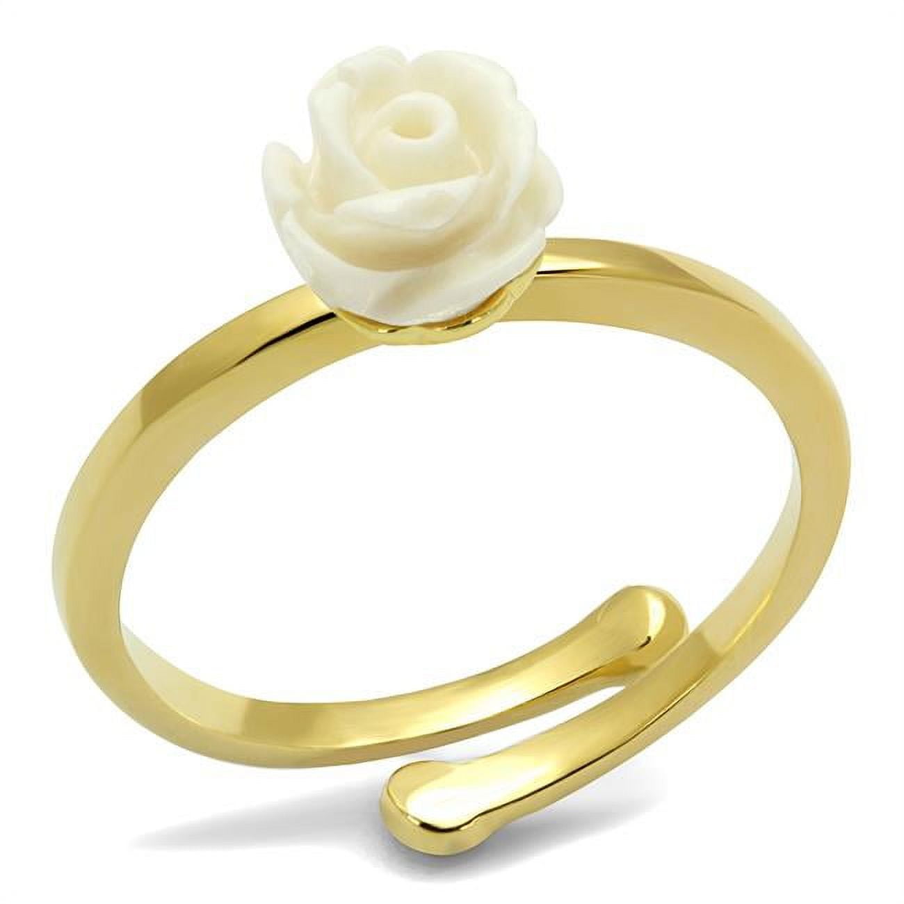 Women Flash Gold Brass Ring with Synthetic in Citrine Yellow - Size 8
