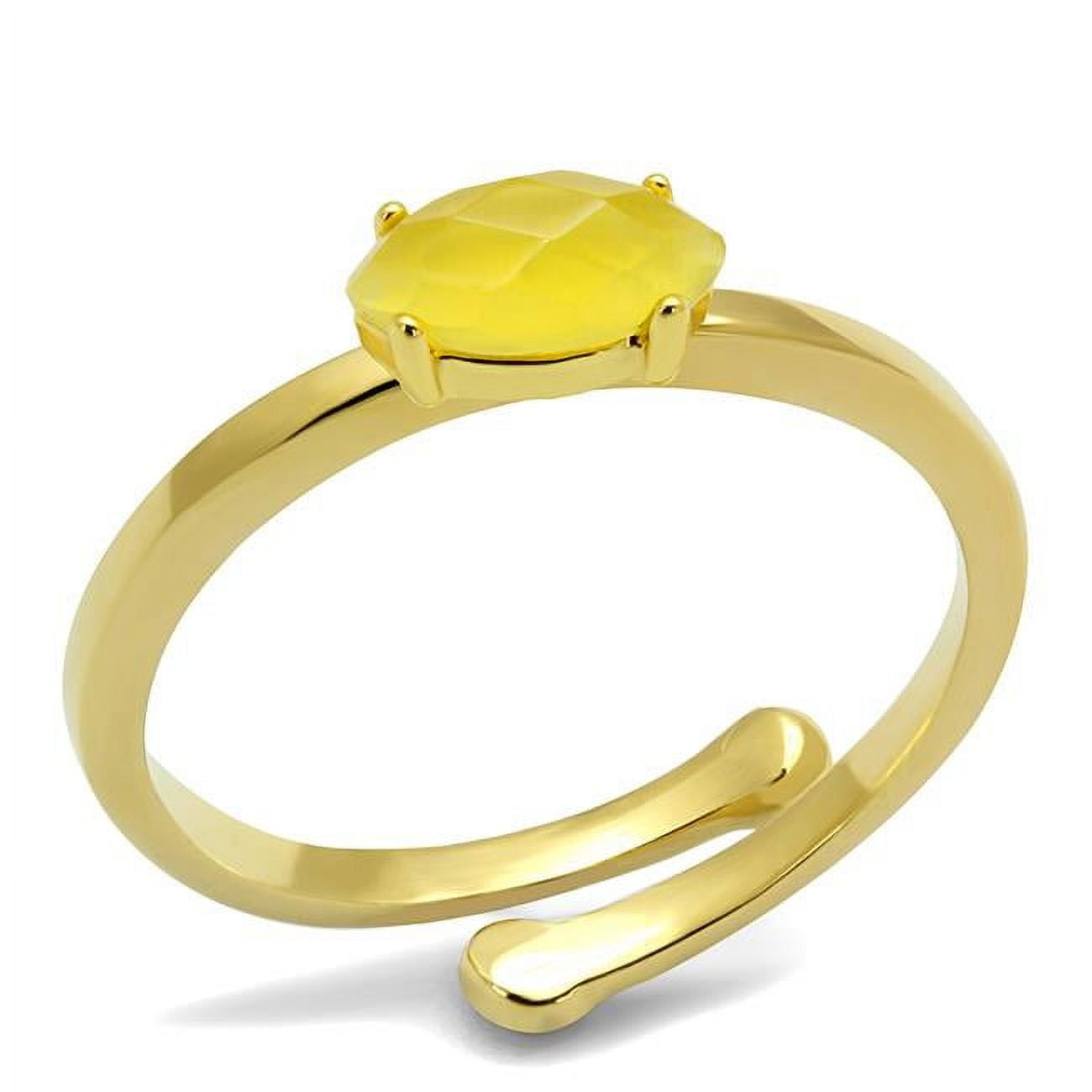 Women Flash Gold Brass Ring with Synthetic in Topaz - Size 8
