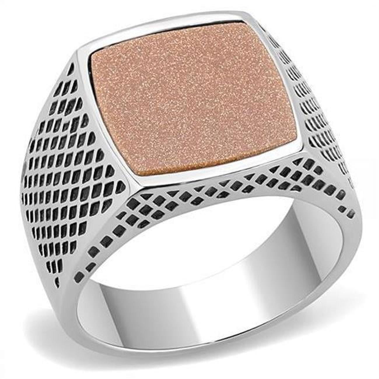 TK3228-9 Men High Polished Stainless Steel Ring with Semi-Precious in Siam - Size 9