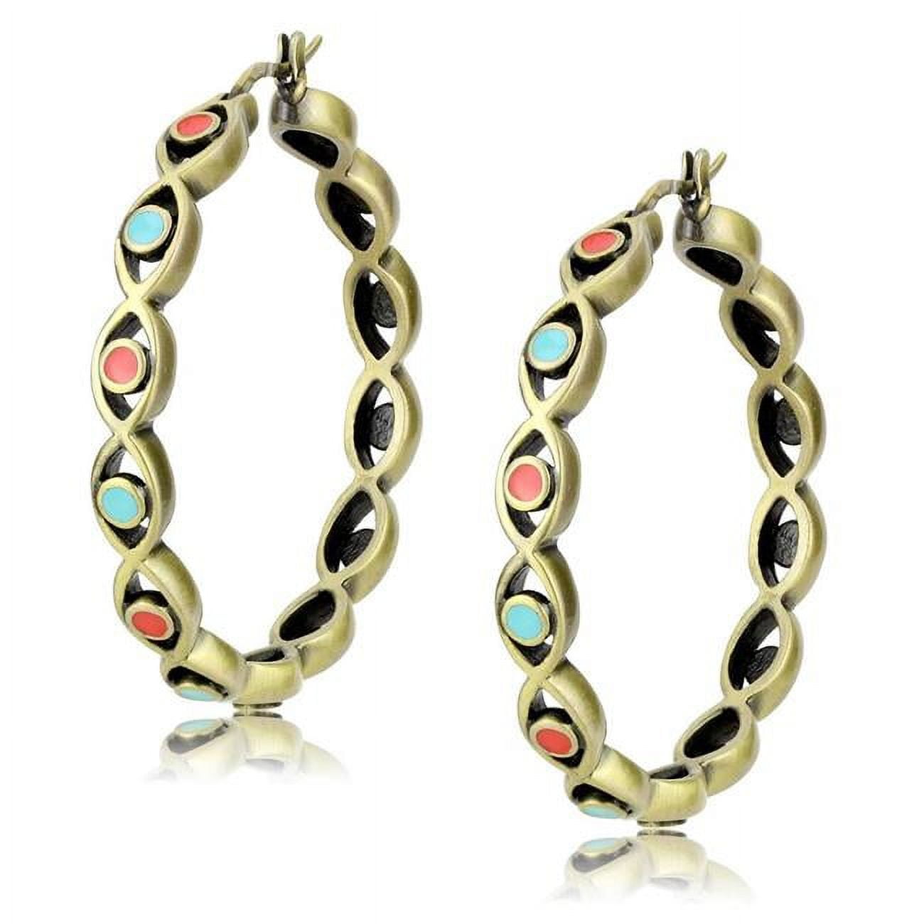 Women Antique Silver Brass Earrings with Epoxy in Multi Color