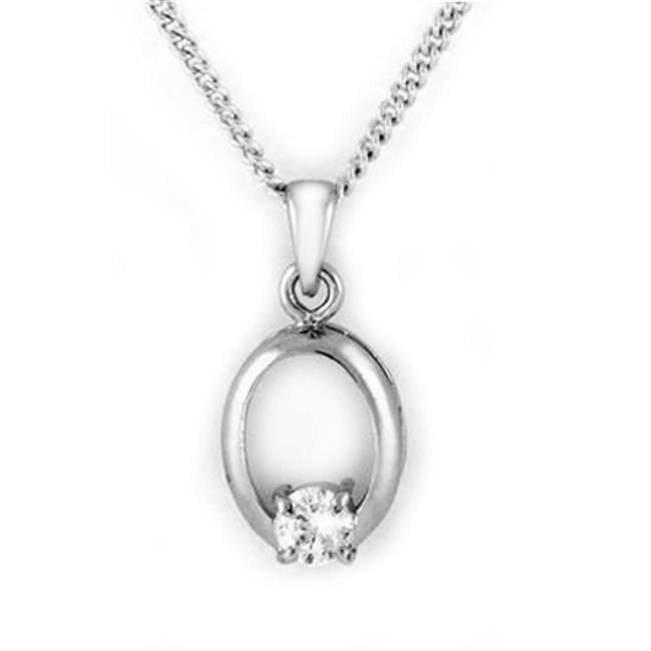 Picture of Alamode LOA1360-16 Women Rhodium Brass Chain Pendant with AAA Grade CZ in Clear - 16 in.