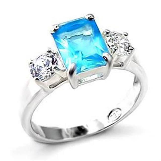 Picture of Alamode LOA457-7 Women High-Polished 925 Sterling Silver Ring with Synthetic in Sea Blue - Size 7
