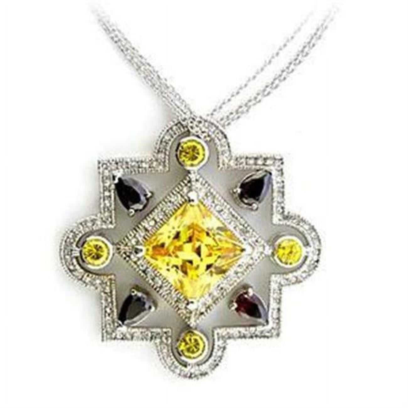 LOA557-16 Women Rhodium 925 Sterling Silver Necklace with AAA Grade CZ in Multi Color - 16 in -  Alamode