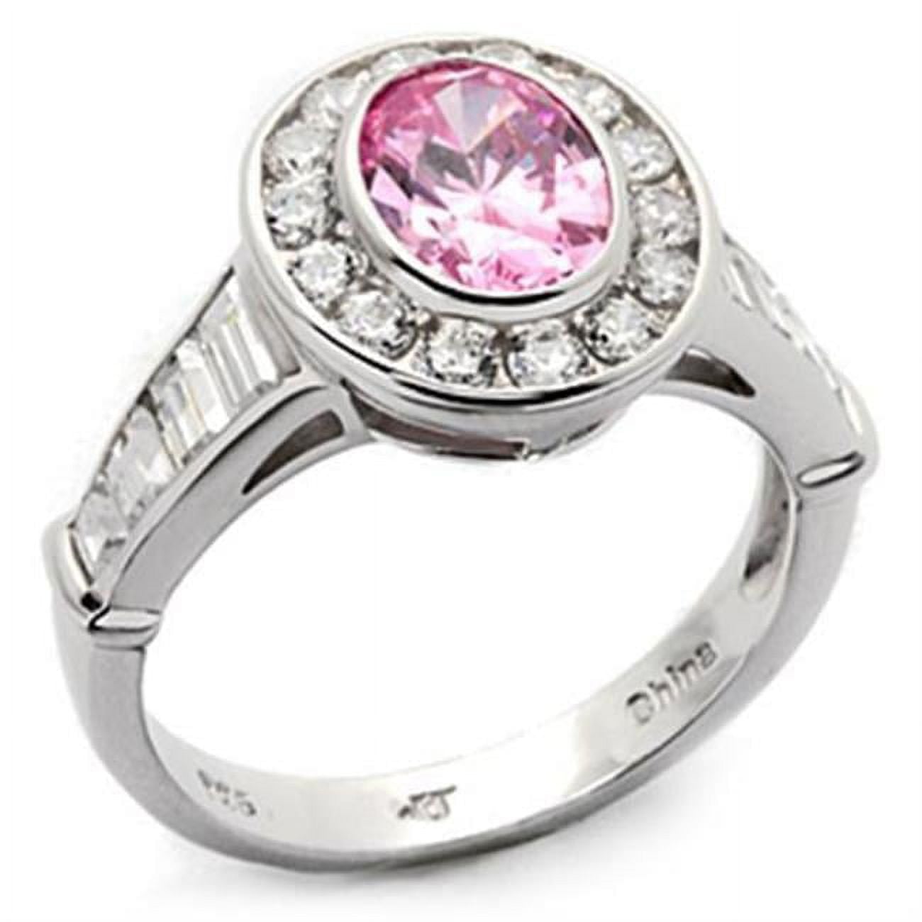 Women Rhodium 925 Sterling Silver Ring with AAA Grade CZ in Rose - Size 6