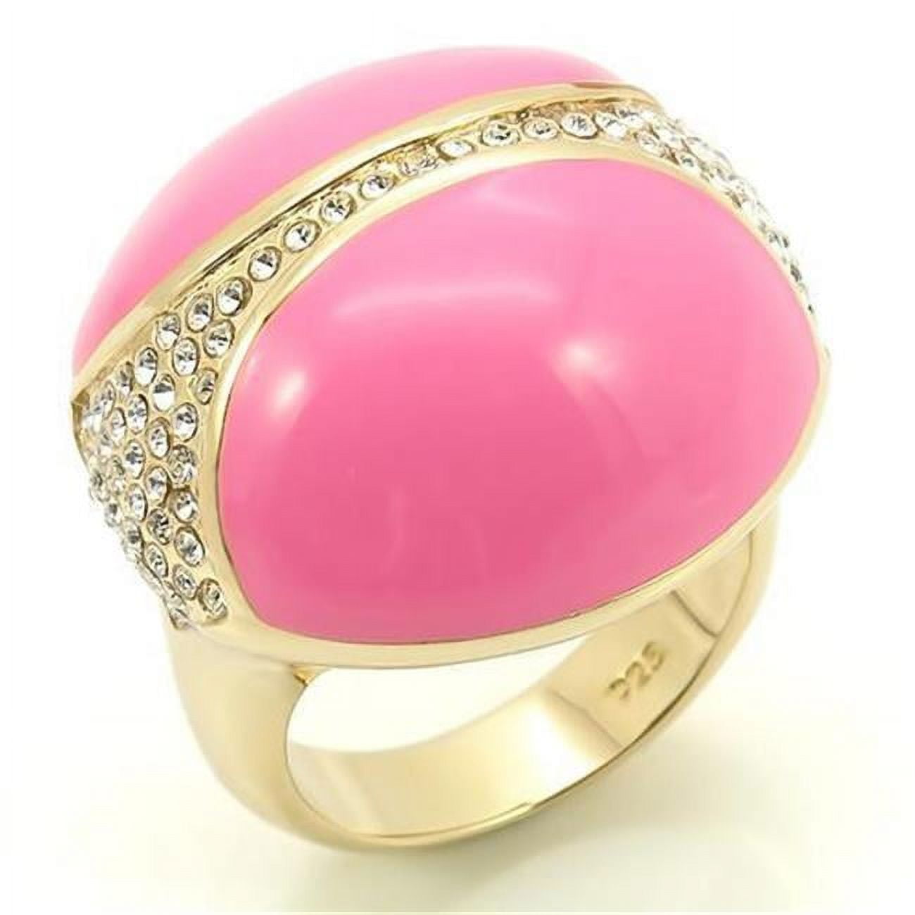 LOS170-8 Women Gold 925 Sterling Silver Ring with Top Grade Crystal in Clear - Size 8