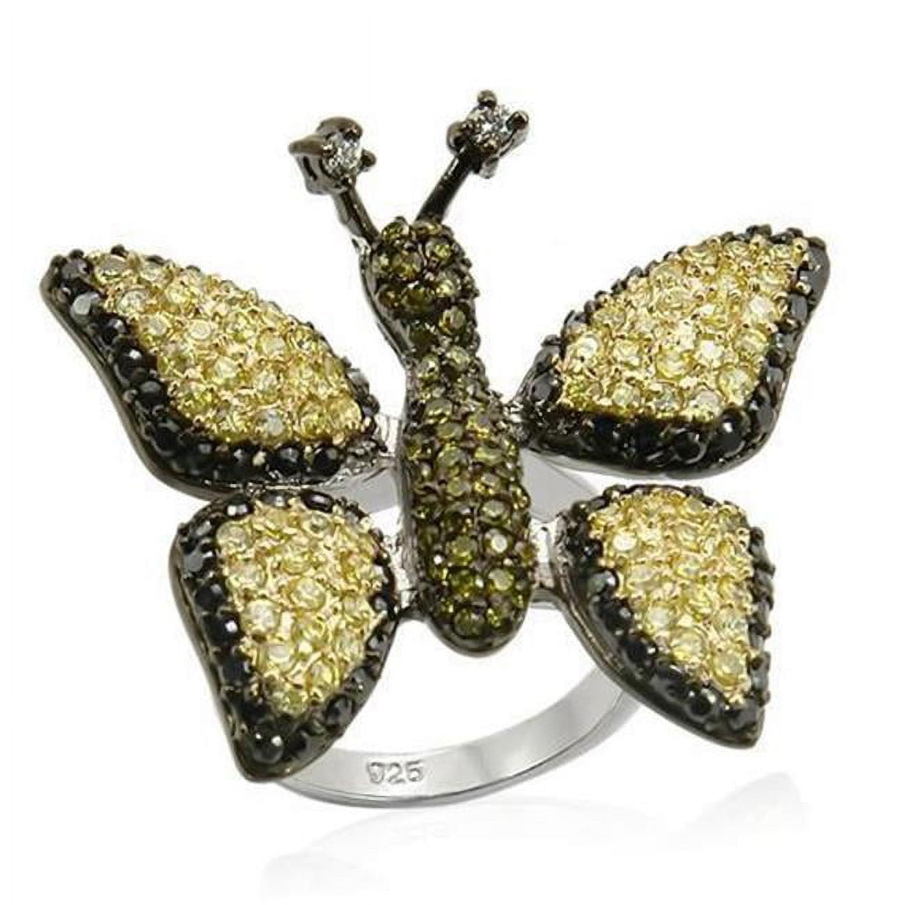 Women Rhodium & Gold & Ruthenium 925 Sterling Silver Ring with AAA Grade CZ in Multi Color - Size 7