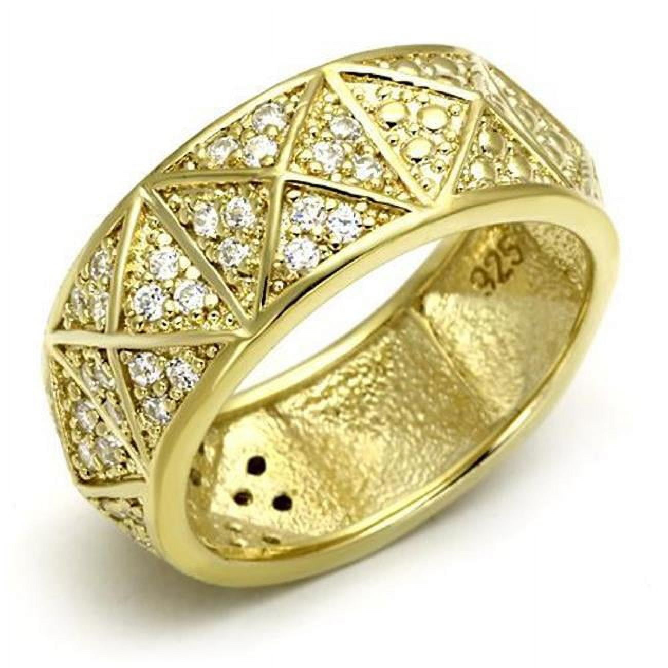 LOS560-7 Women Gold 925 Sterling Silver Ring with AAA Grade CZ in Clear - Size 7