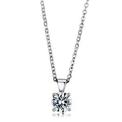 Picture of Alamode LOS891-18 Women Rhodium 925 Sterling Silver Chain Pendant with AAA Grade CZ in Clear - 18 in.