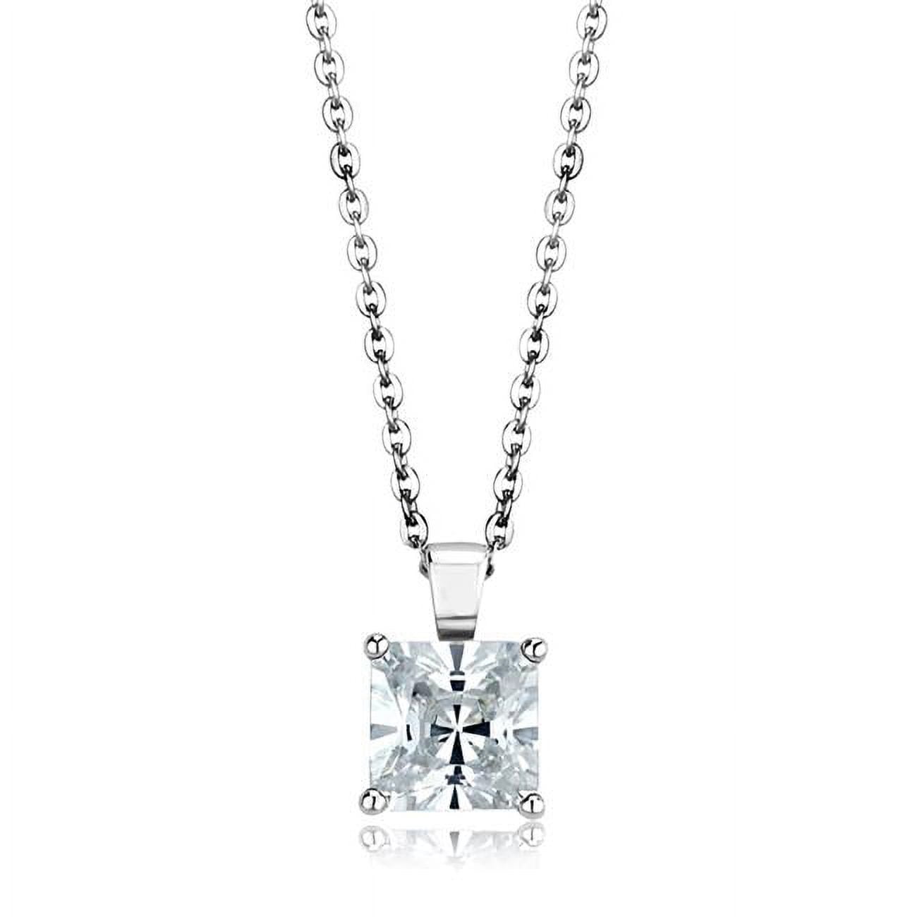 Picture of Alamode LOS895-18 Women Rhodium 925 Sterling Silver Chain Pendant with AAA Grade CZ in Clear - 18 in.