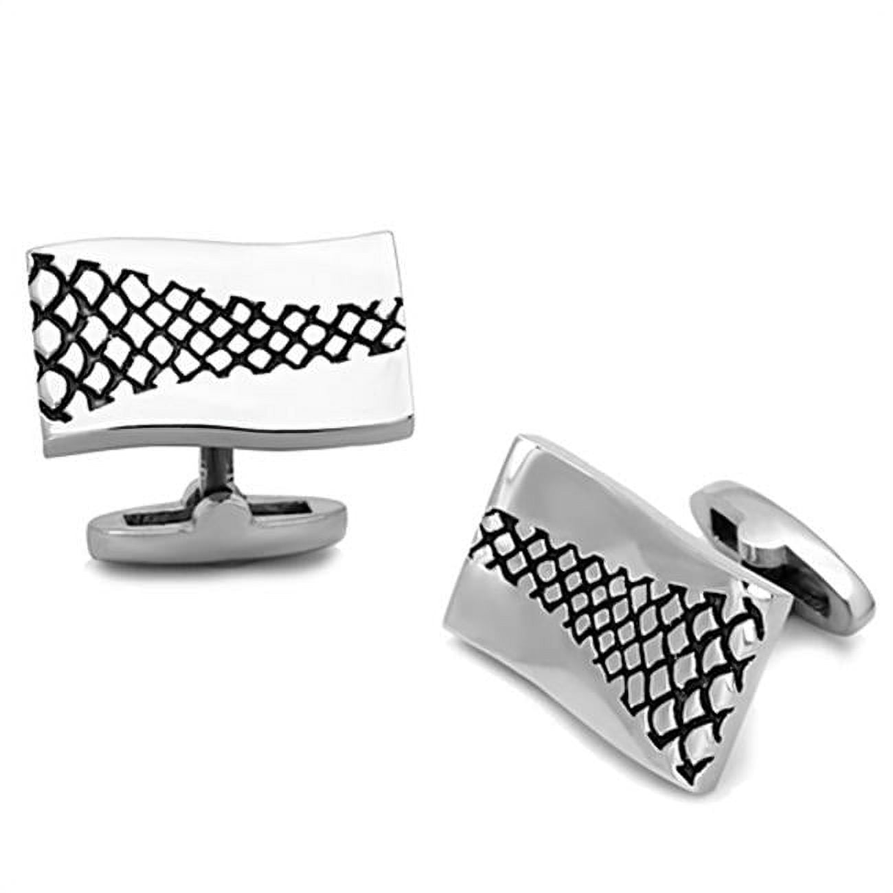 Picture of Alamode TK1260 Men High Polished Stainless Steel Cufflink with Epoxy in Jet